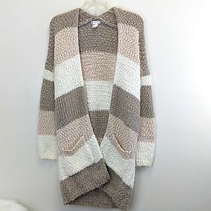 Venus Size Small Eyelash Knit Cozy Plush Open Front‎ Cardigan Sweater Neutrals